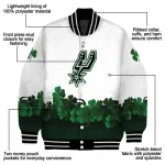 san antonio spurs clover pattern print white green varsity jacket best selling