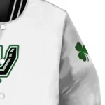 san antonio spurs clover pattern print white green varsity jacket best selling