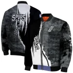 san antonio spurs edgy scratch effect silver black bomber jacket best selling