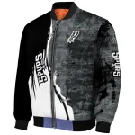 san antonio spurs edgy scratch effect silver black bomber jacket best selling
