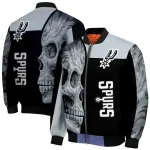 san antonio spurs fire skull silver black bomber jacket best selling
