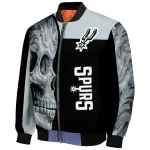 san antonio spurs fire skull silver black bomber jacket best selling
