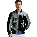 san antonio spurs fire skull silver black bomber jacket best selling