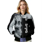 san antonio spurs fire skull silver black bomber jacket best selling