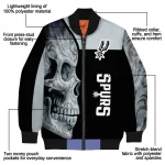 san antonio spurs fire skull silver black bomber jacket best selling