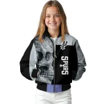 san antonio spurs fire skull silver black bomber jacket best selling