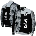 san antonio spurs fire skull silver black varsity jacket best selling