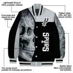san antonio spurs fire skull silver black varsity jacket best selling