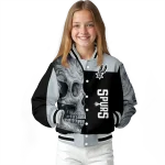san antonio spurs fire skull silver black varsity jacket best selling