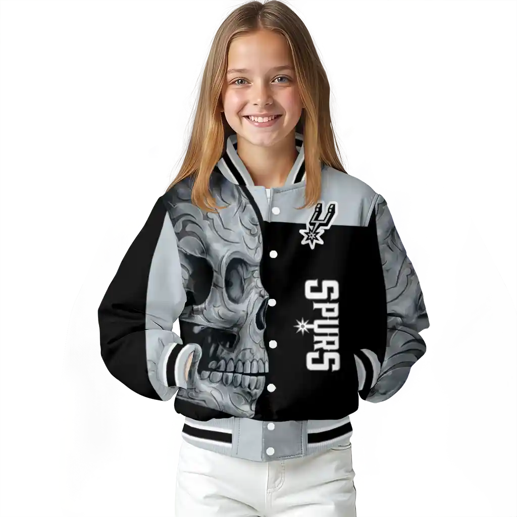 san antonio spurs fire skull silver black varsity jacket top rated san antonio spurs fire skull silver black varsity jacket top rated