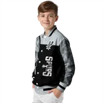 san antonio spurs fire skull silver black varsity jacket best selling