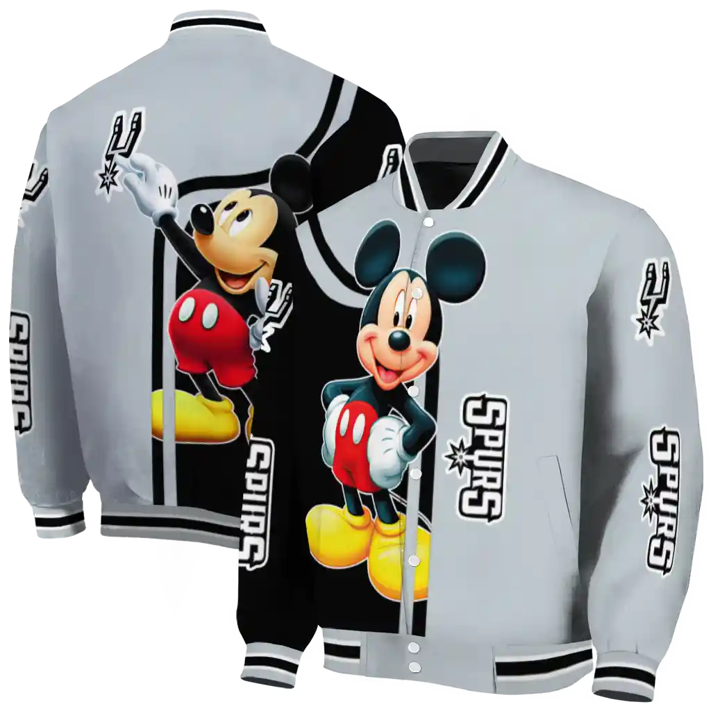 san antonio spurs mickey mouse silver varsity jacket fashion forward san antonio spurs mickey mouse silver varsity jacket fashion forward
