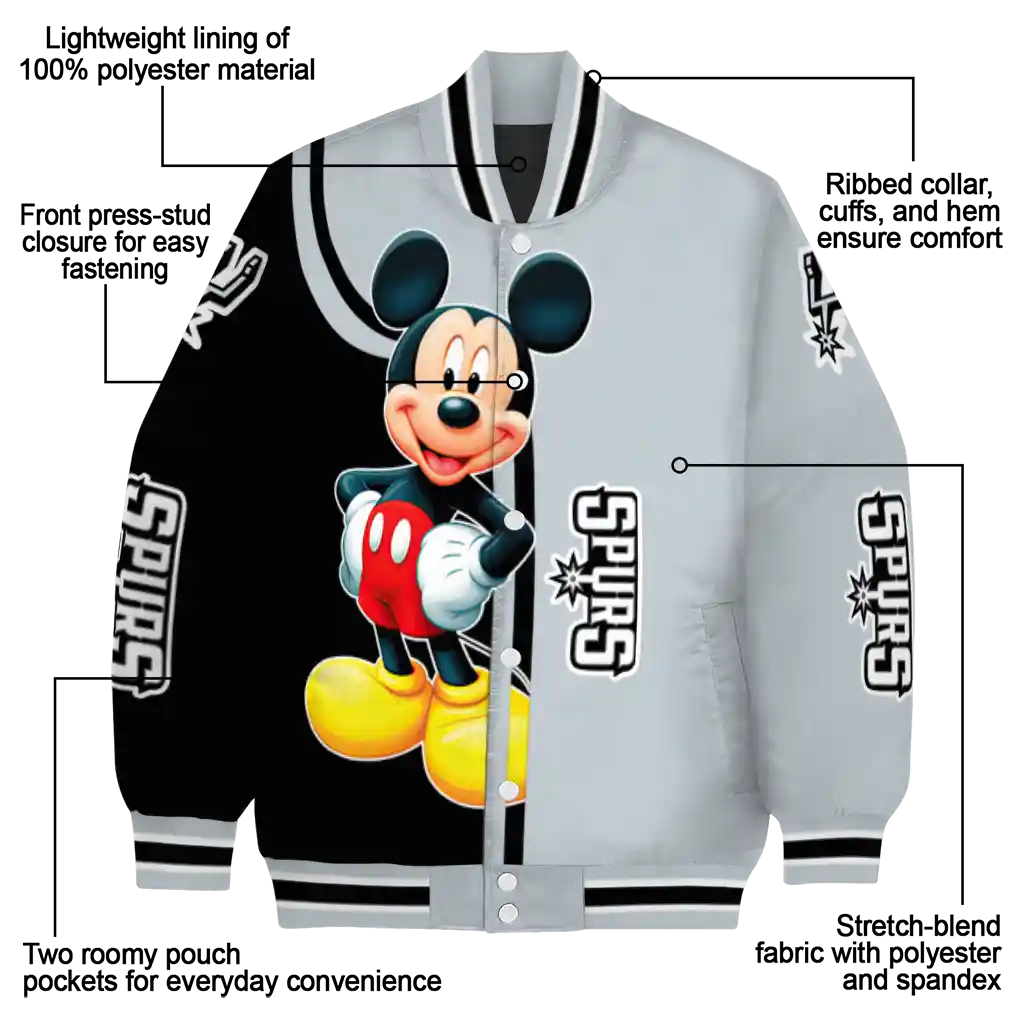 san antonio spurs mickey mouse silver varsity jacket new arrival san antonio spurs mickey mouse silver varsity jacket new arrival
