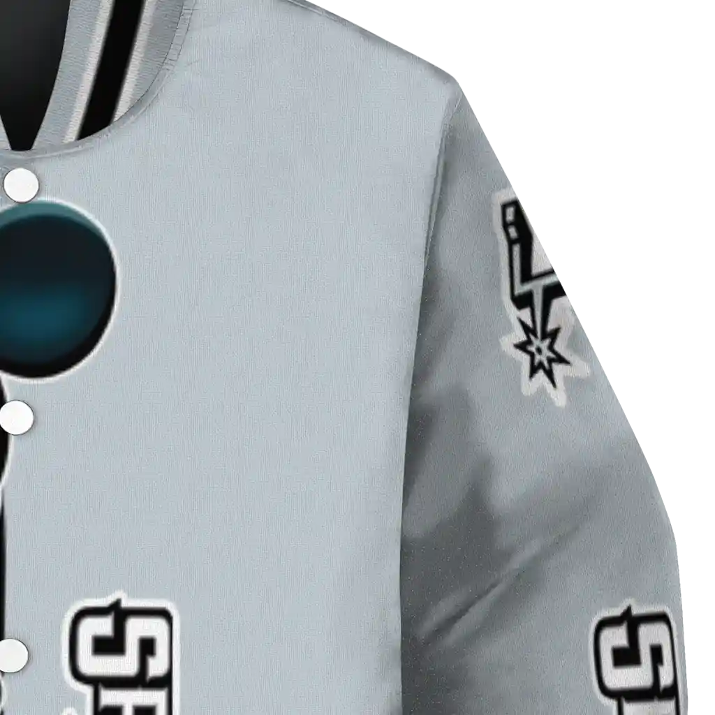 san antonio spurs mickey mouse silver varsity jacket premium grade san antonio spurs mickey mouse silver varsity jacket premium grade