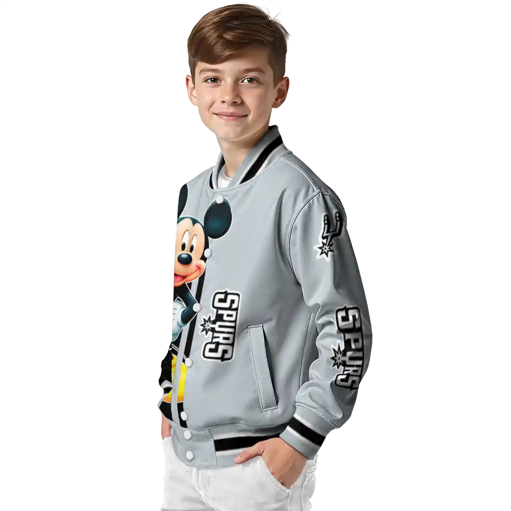 san antonio spurs mickey mouse silver varsity jacket trendy san antonio spurs mickey mouse silver varsity jacket trendy