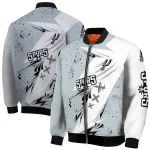 san antonio spurs ripped bolt silver white bomber jacket best selling