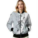 san antonio spurs ripped bolt silver white bomber jacket best selling