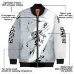 san antonio spurs ripped bolt silver white bomber jacket best selling