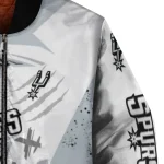 san antonio spurs ripped bolt silver white bomber jacket best selling