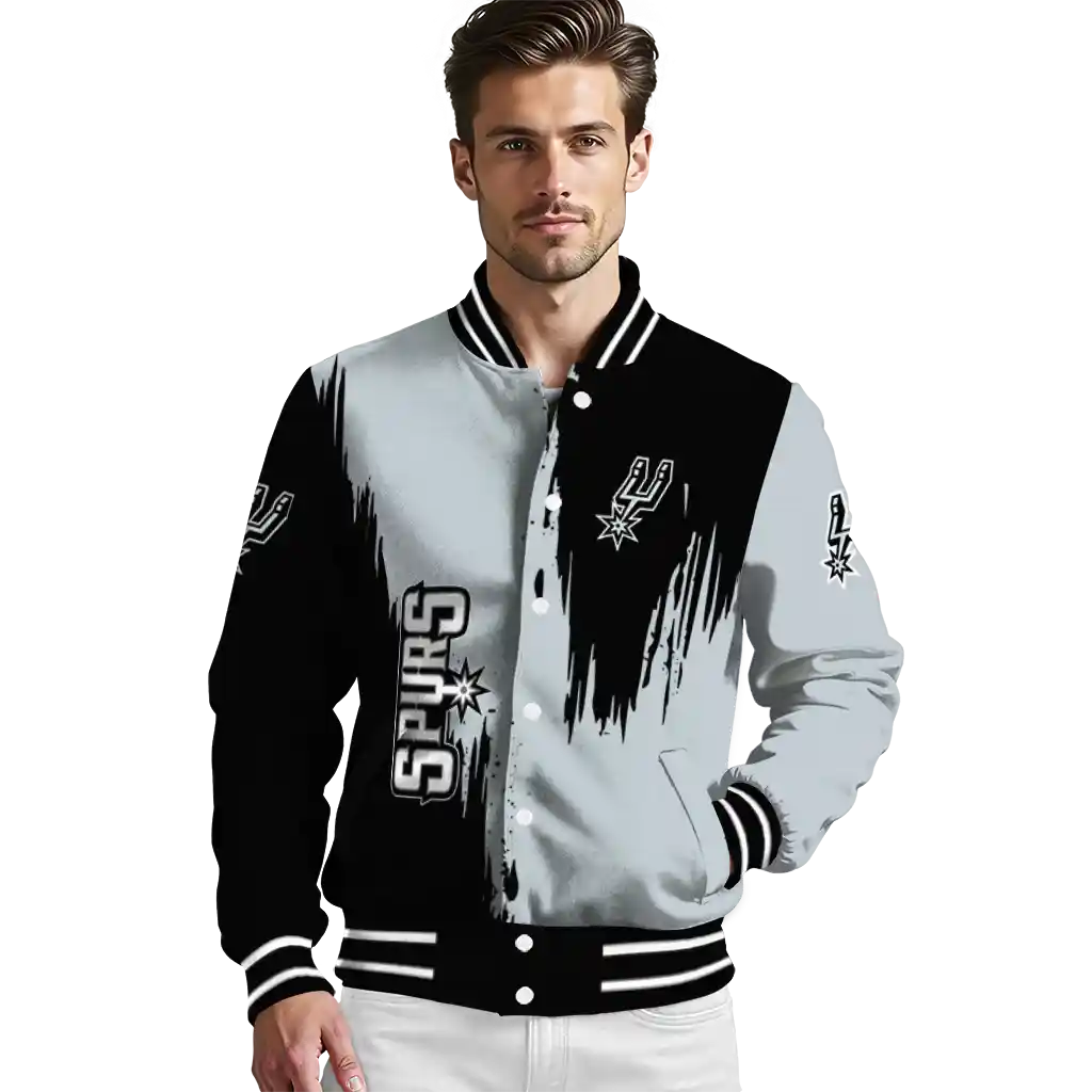 san antonio spurs urban mark silver varsity jacket high quality san antonio spurs urban mark silver varsity jacket high quality