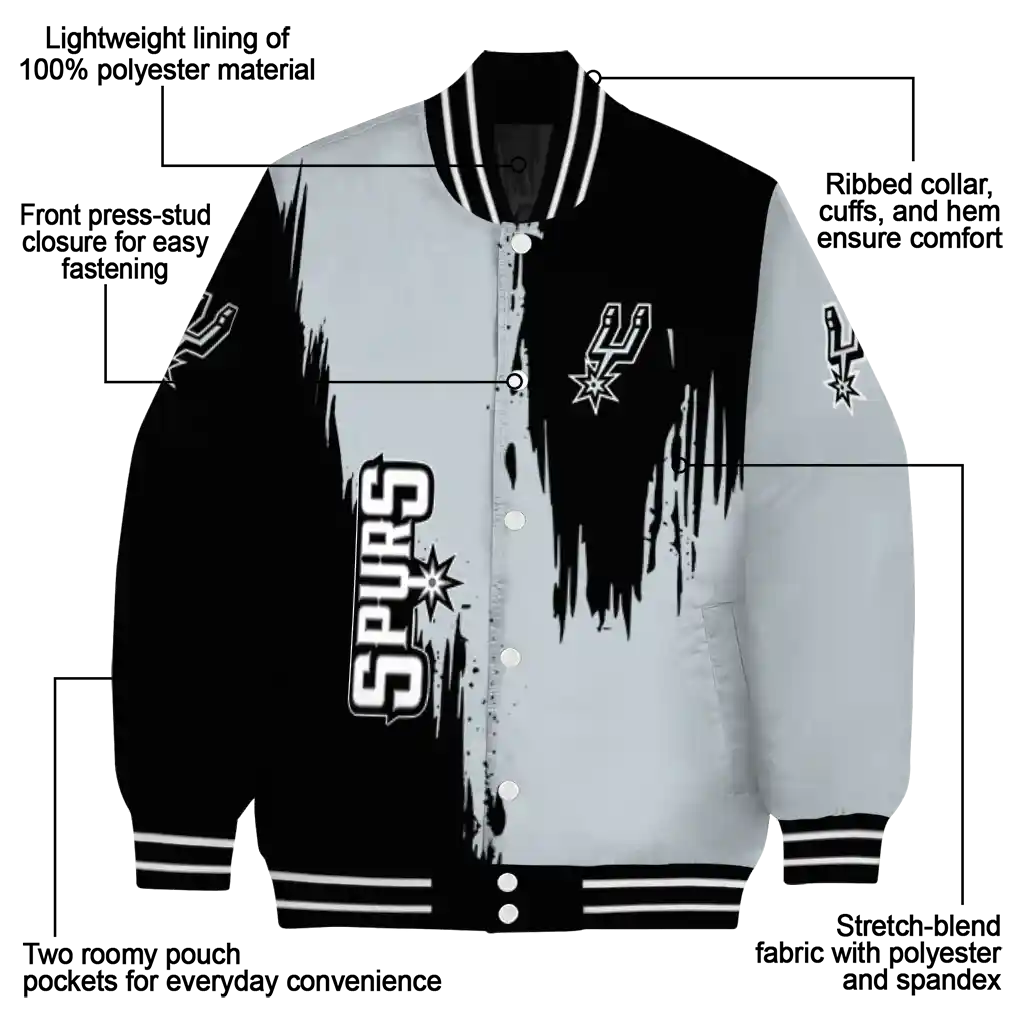 san antonio spurs urban mark silver varsity jacket new arrival san antonio spurs urban mark silver varsity jacket new arrival