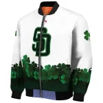 san diego padres four leaf icon white green bomber jacket best selling