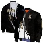 san diego padres grunge cut design brown black bomber jacket best selling