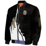 san diego padres grunge cut design brown black bomber jacket best selling