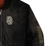 san diego padres grunge cut design brown black bomber jacket best selling