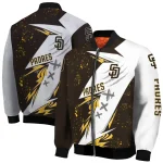 san diego padres ripped bolt brown white bomber jacket best selling