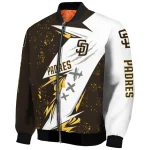 san diego padres ripped bolt brown white bomber jacket best selling