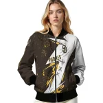 san diego padres ripped bolt brown white bomber jacket best selling