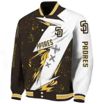 san diego padres ripped bolt brown white varsity jacket best selling