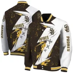 san diego padres ripped bolt brown white varsity jacket best selling