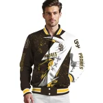 san diego padres ripped bolt brown white varsity jacket best selling