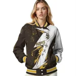 san diego padres ripped bolt brown white varsity jacket best selling