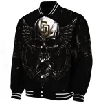 san diego padres skull bite brown black varsity jacket best selling