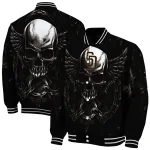 san diego padres skull bite brown black varsity jacket best selling