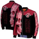 san diego state aztecs fire skull red black bomber jacket best selling