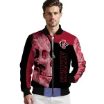 san diego state aztecs fire skull red black bomber jacket best selling
