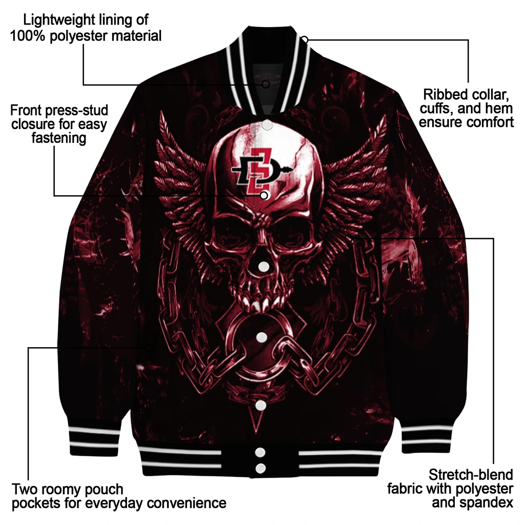 san diego state aztecs skull bite red black varsity jacket new arrival san diego state aztecs skull bite red black varsity jacket new arrival