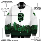 san francisco giants four leaf icon white green varsity jacket best selling