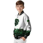san francisco giants four leaf icon white green varsity jacket best selling