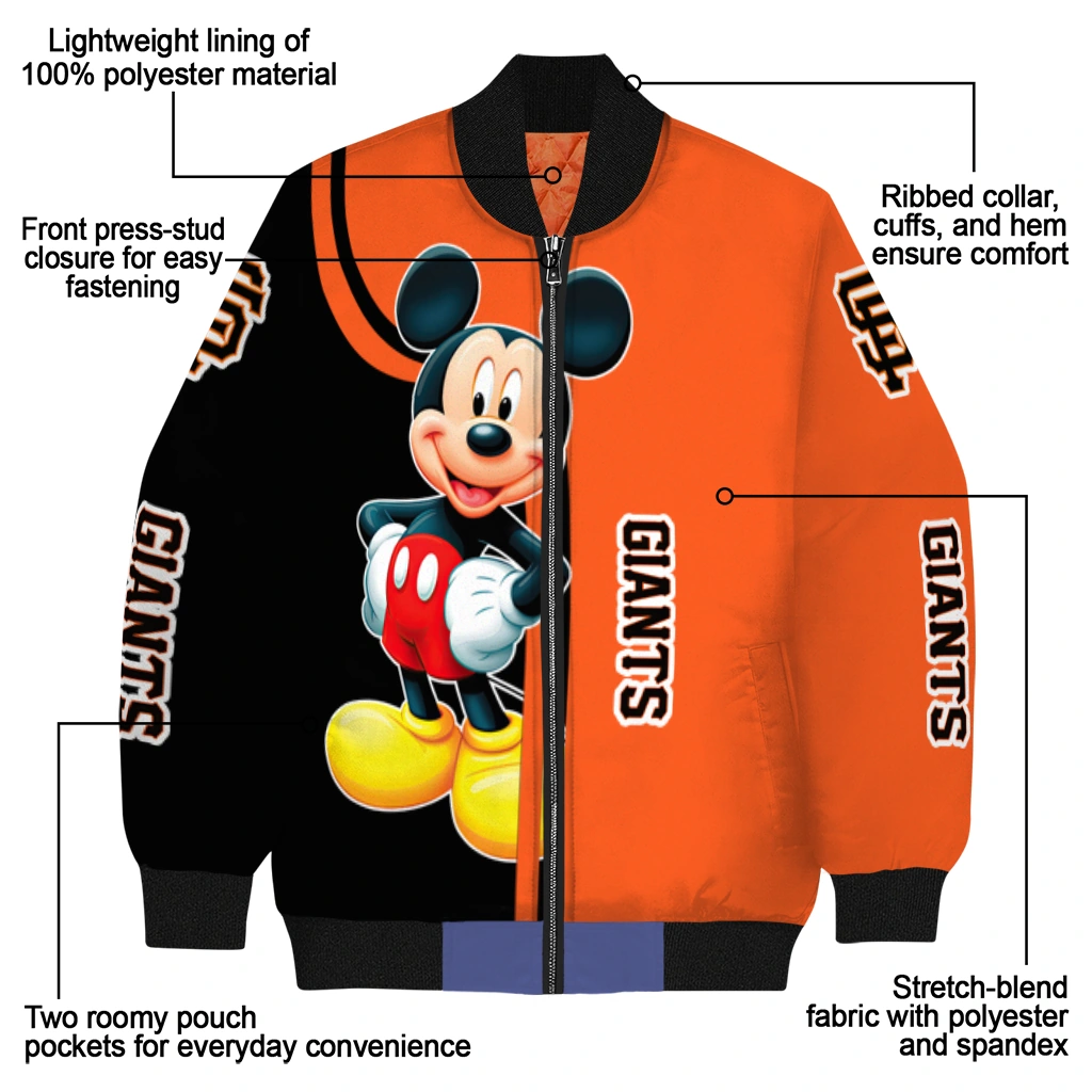 san francisco giants mickey mouse orange bomber jacket new arrival san francisco giants mickey mouse orange bomber jacket new arrival