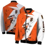san francisco giants ripped bolt orange white bomber jacket best selling