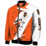 san francisco giants ripped bolt orange white bomber jacket best selling