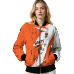 san francisco giants ripped bolt orange white bomber jacket best selling