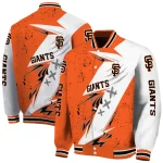 san francisco giants ripped bolt orange white varsity jacket best selling