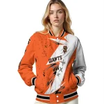 san francisco giants ripped bolt orange white varsity jacket best selling