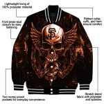 san francisco giants skull bite orange black varsity jacket best selling